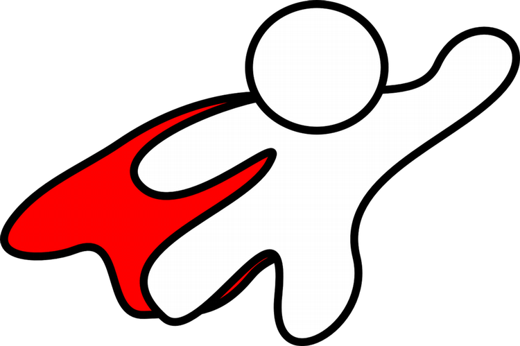 simple outline of a person wearing a hero cape 